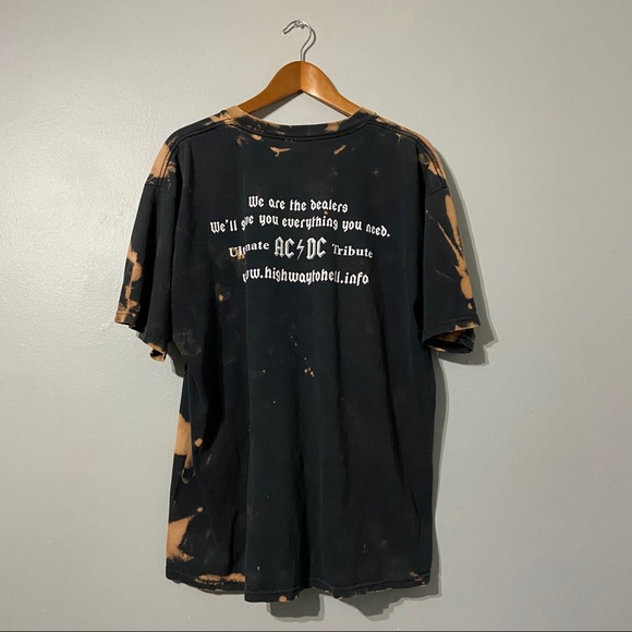ACDC Graphic Band Bleach Reverse Tie Dye Vintage Band Tee A - Picture 5 of 6
